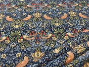 S274 Navy Strawberry thief velvet tapestry
