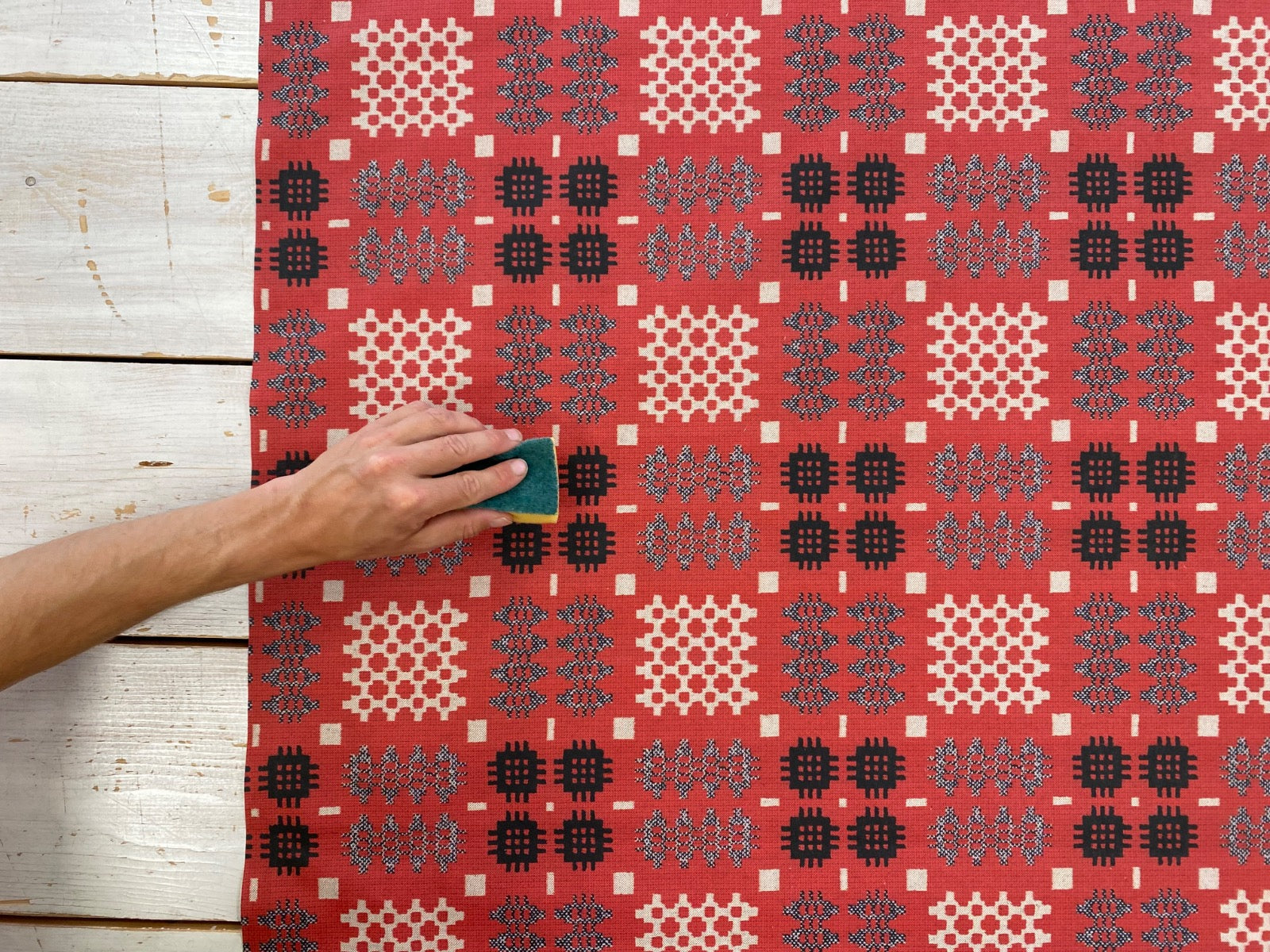 S48 Welsh Blanket Oilcloth Red