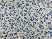 T558 Folk Flowers Blue Linen