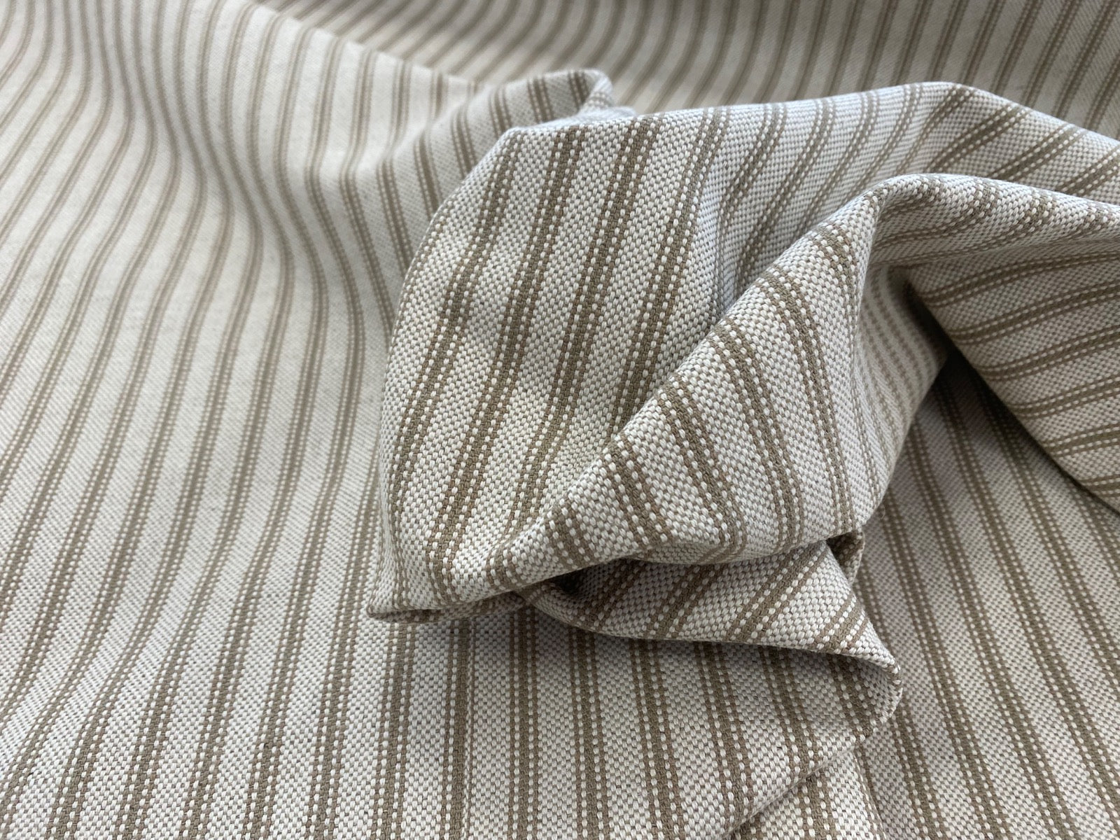 S282 Taupe Rustic Country Ticking Stripe 