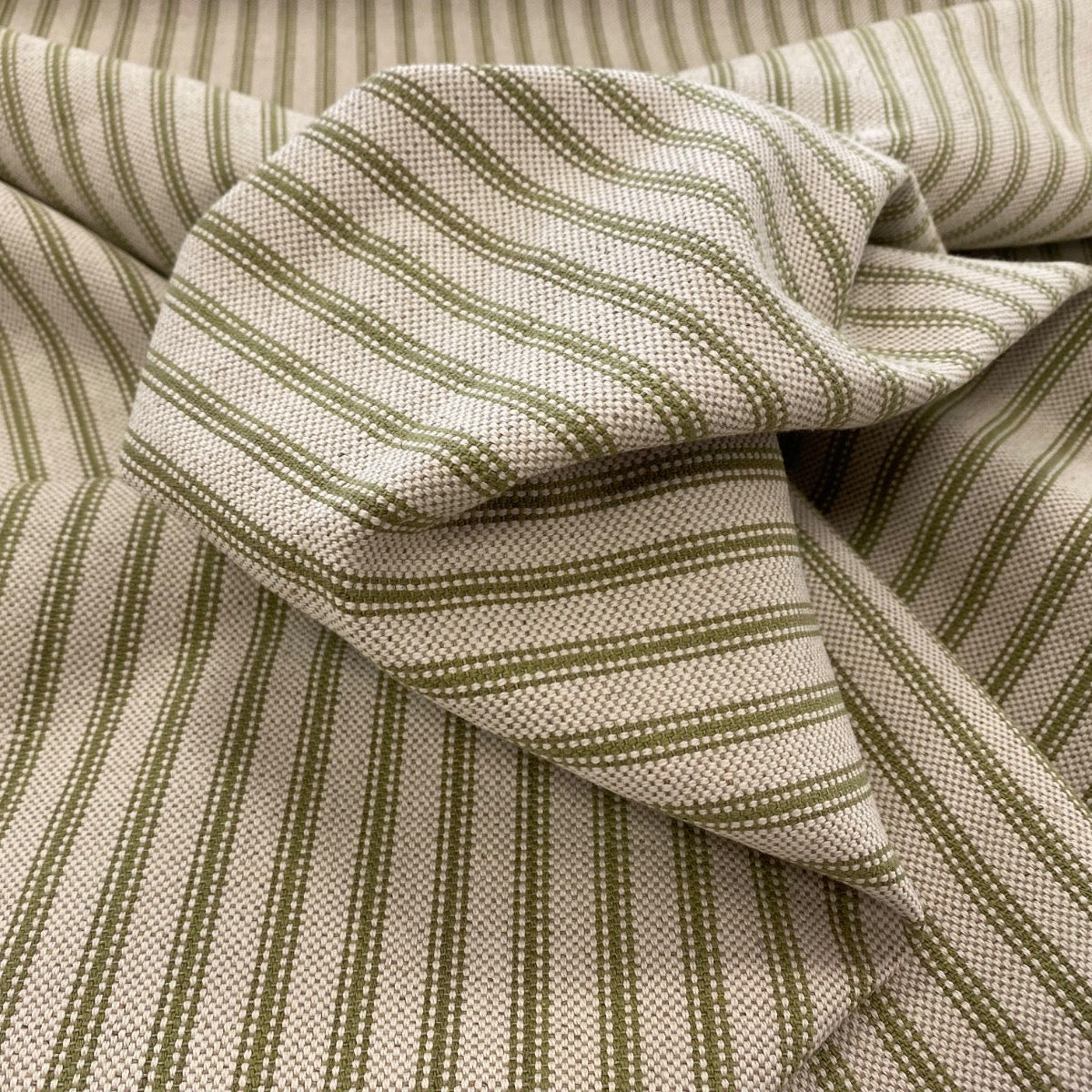 S283 Lime Green Rustic Country Ticking Stripe 