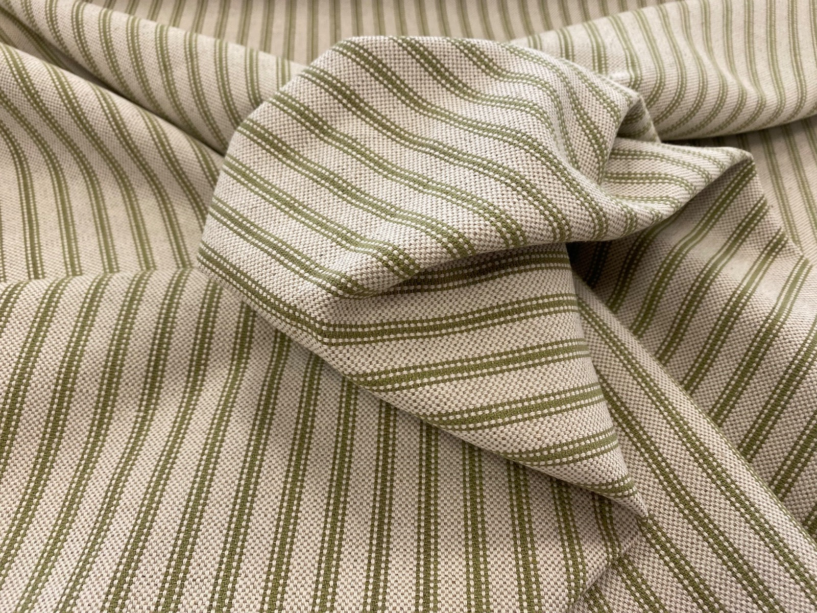 S283 Lime Green Rustic Country Ticking Stripe 