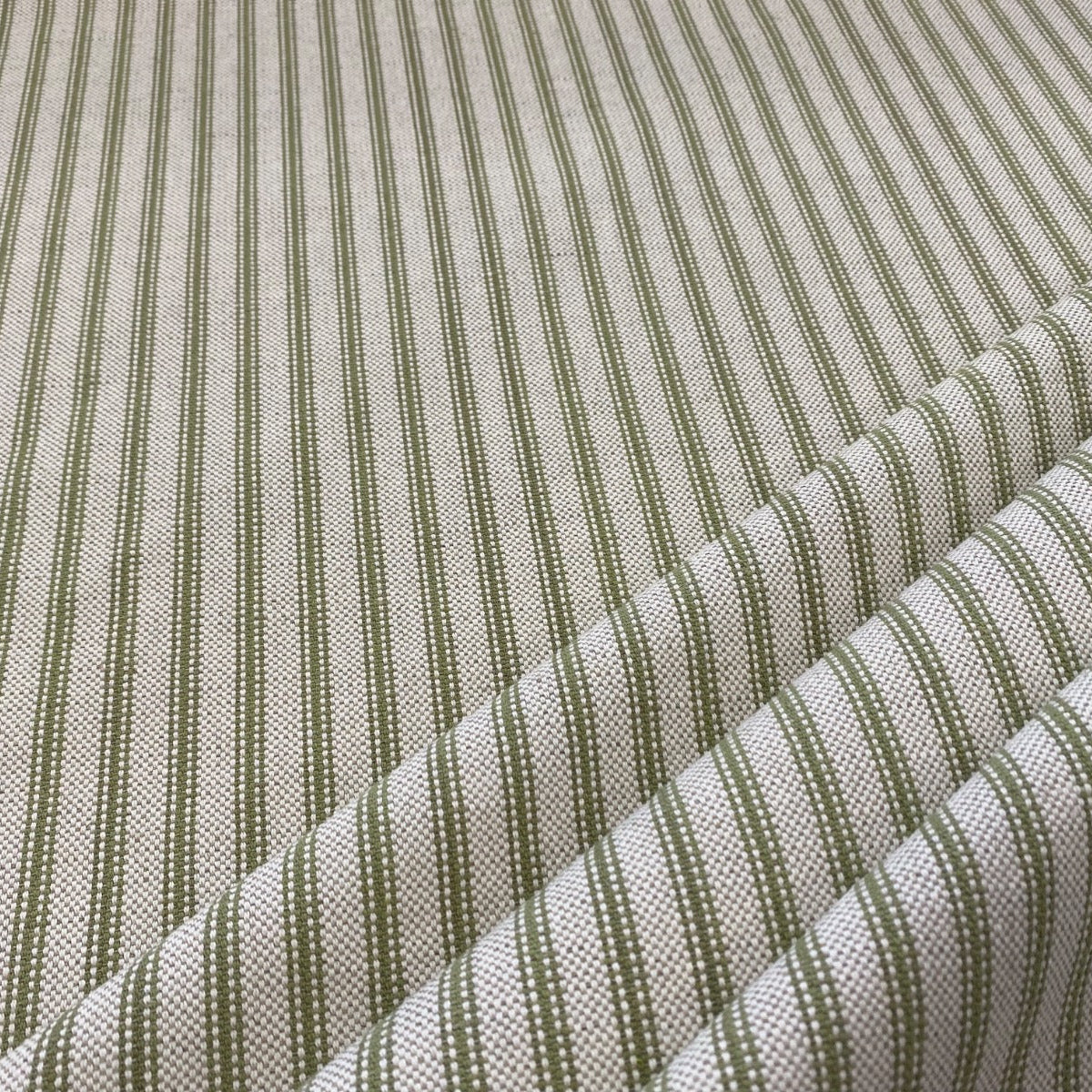 S283 Lime Green Rustic Country Ticking Stripe 