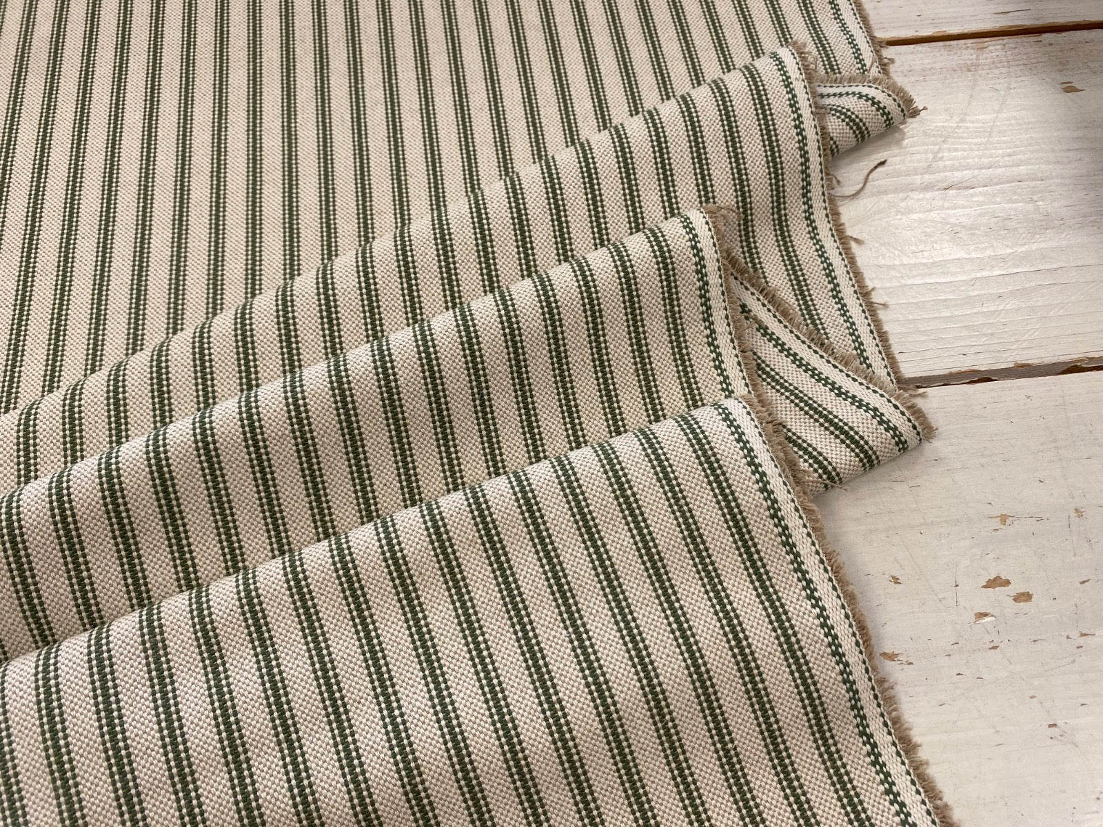 S280 Forest Green Rustic Country Ticking Stripe 