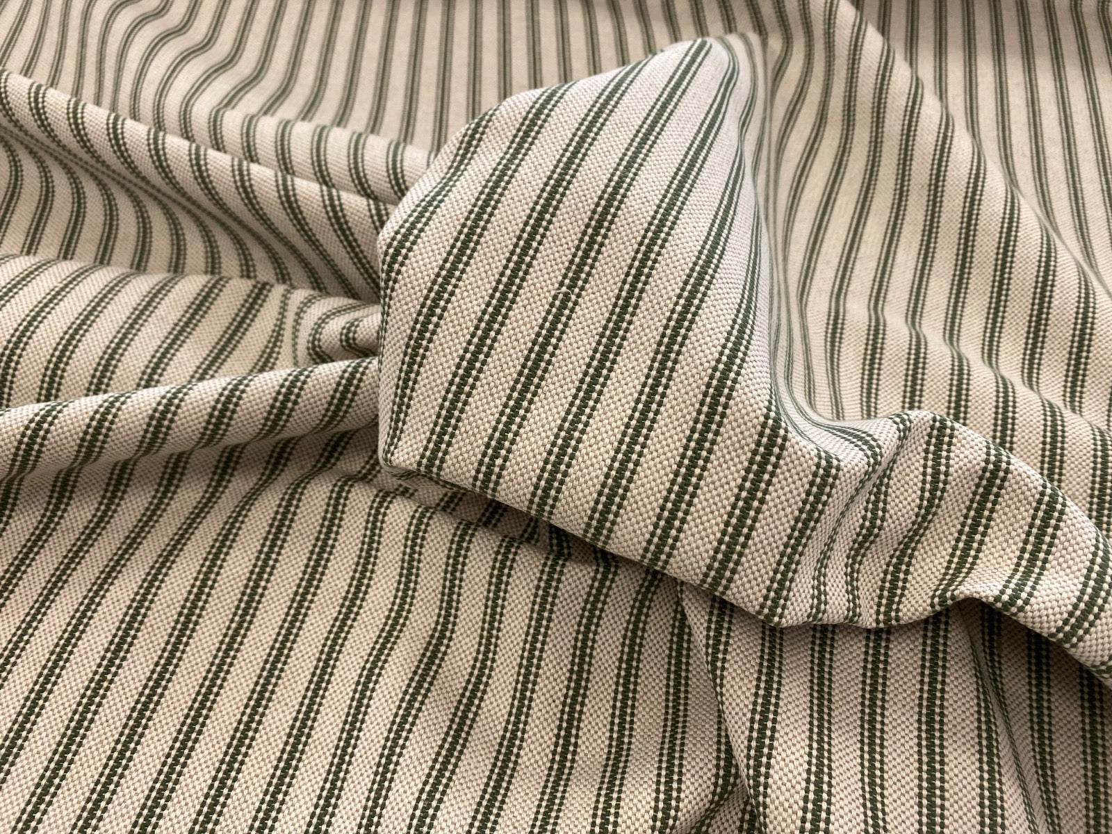 S280 Forest Green Rustic Country Ticking Stripe 