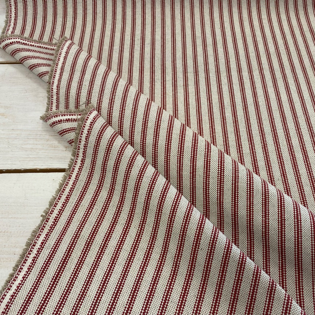 S281 Red Rustic Country Ticking Stripe 