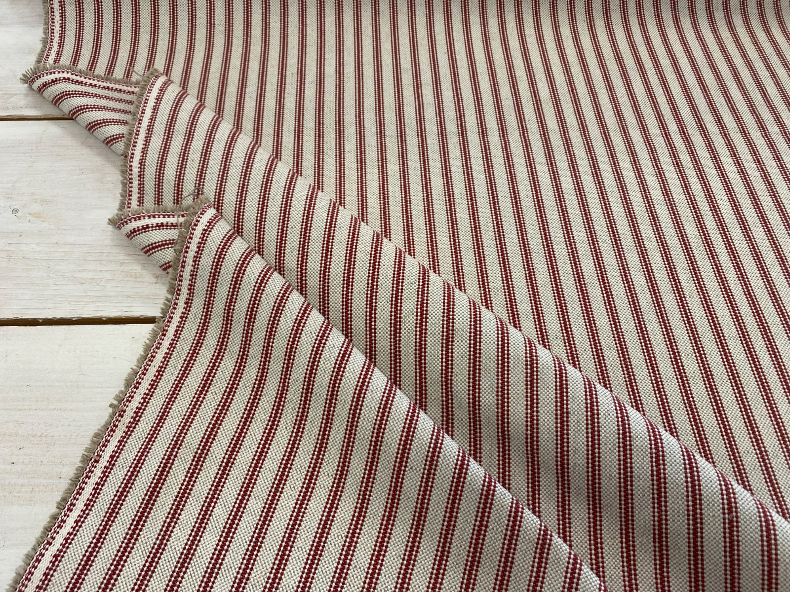 S281 Red Rustic Country Ticking Stripe 