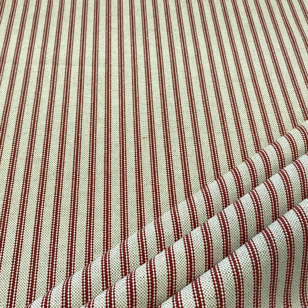 S281 Red Rustic Country Ticking Stripe 