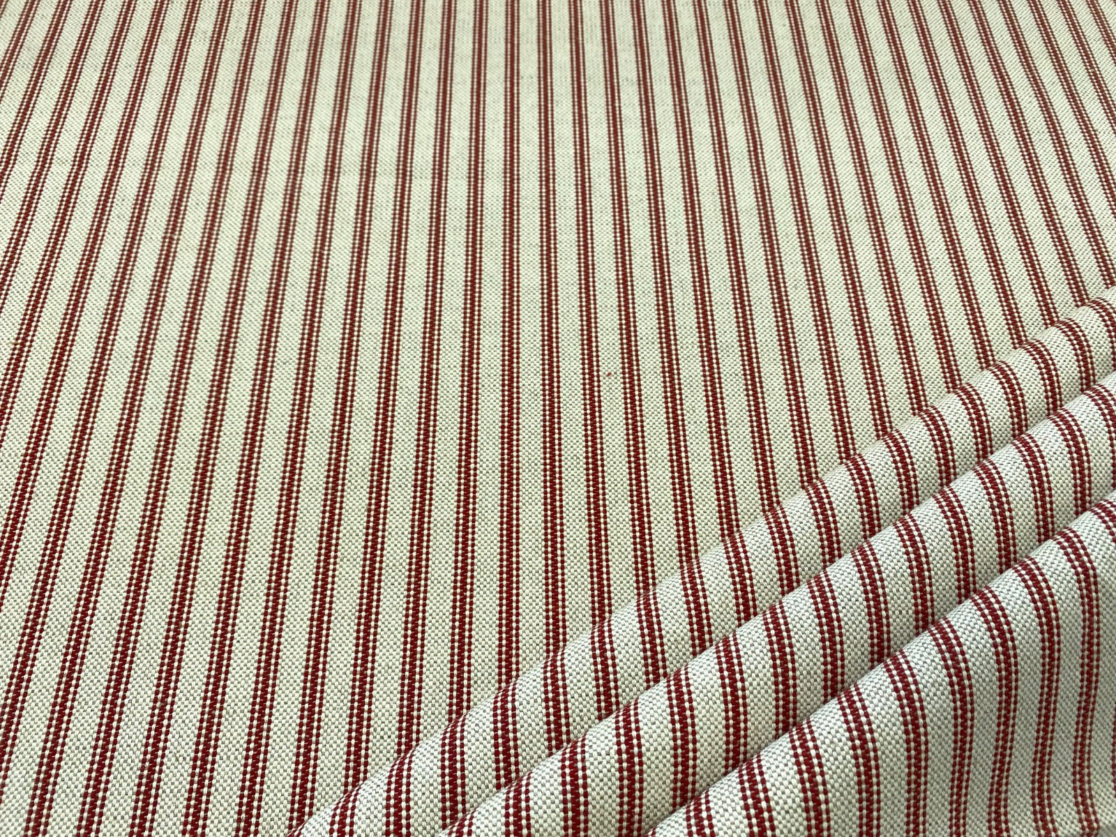 S281 Red Rustic Country Ticking Stripe 