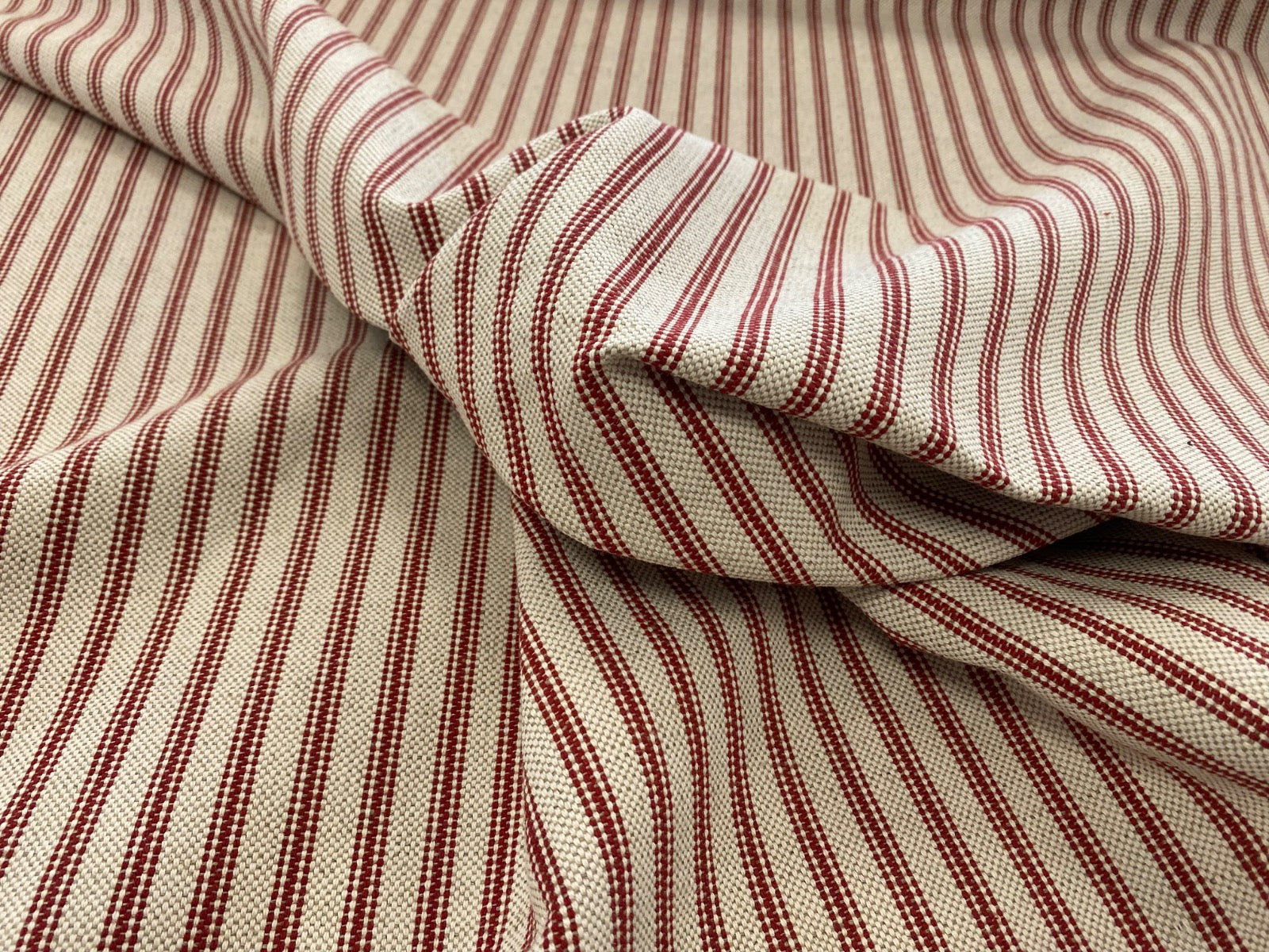 S281 Red Rustic Country Ticking Stripe 