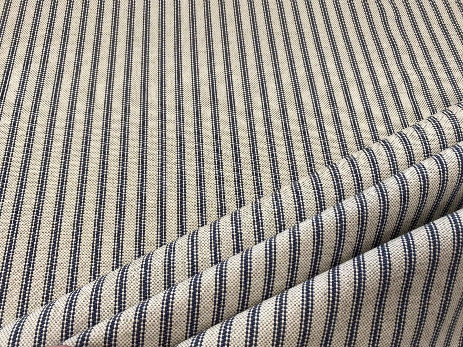 S279 Navy Rustic Country Ticking Stripe 