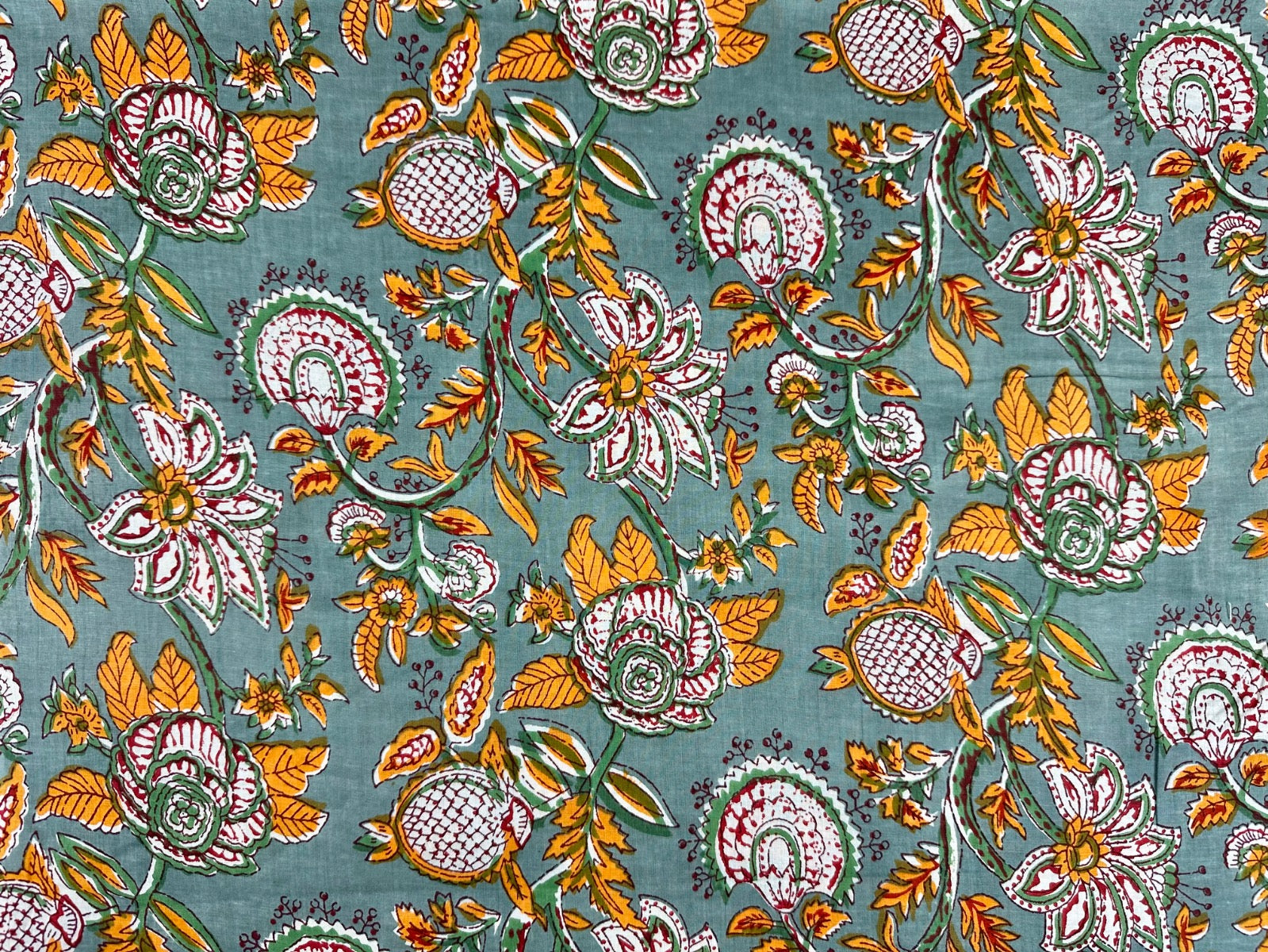 H405 Jaipur Flower Block Print Grey
