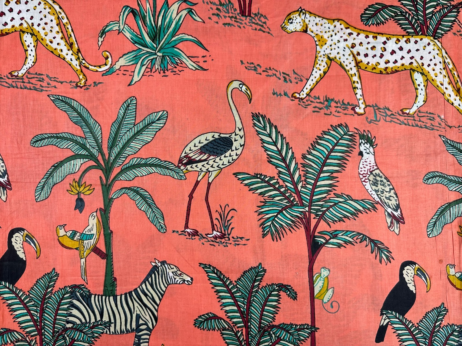 H404 Animal Jungle Coral Cotton