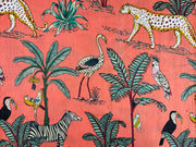 H404 Animal Jungle Coral Cotton