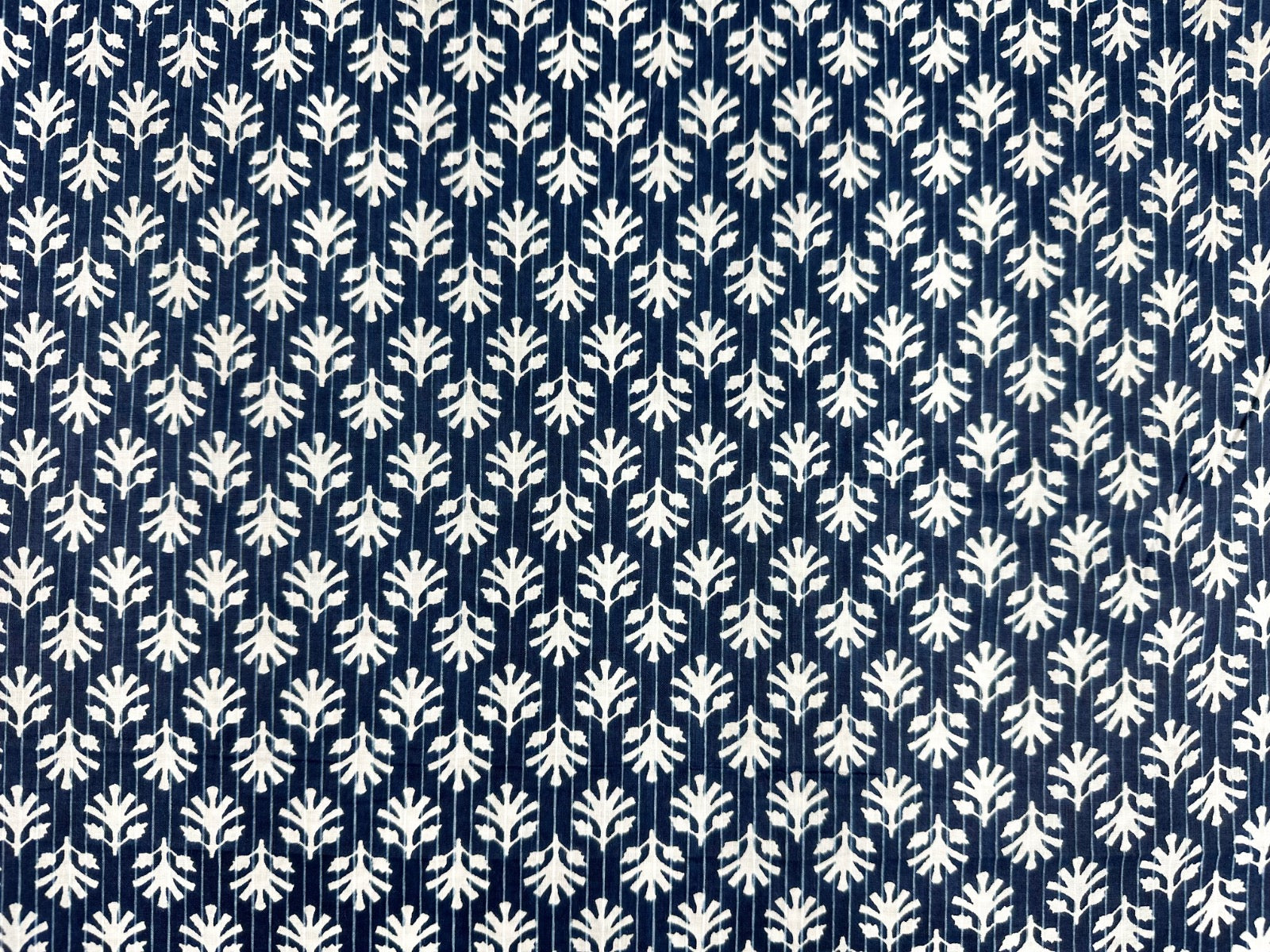 H401 Leaf Block Print Cotton Navy
