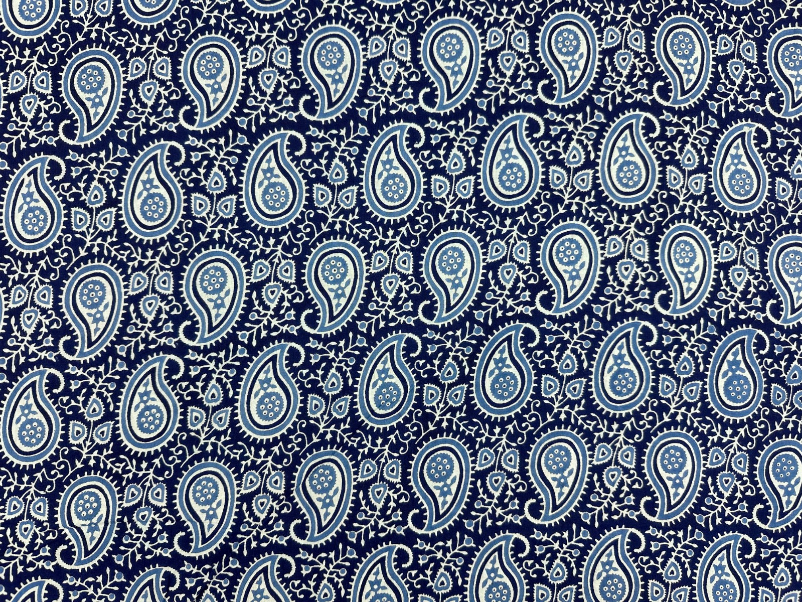 H400 Paisley Block Print Cotton Navy