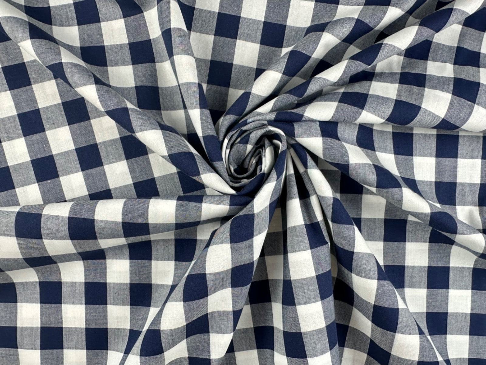 C769 17mm Woven Cotton Gingham Navy