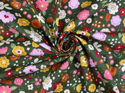 C813 Woodland Flowers Cotton Poplin Green