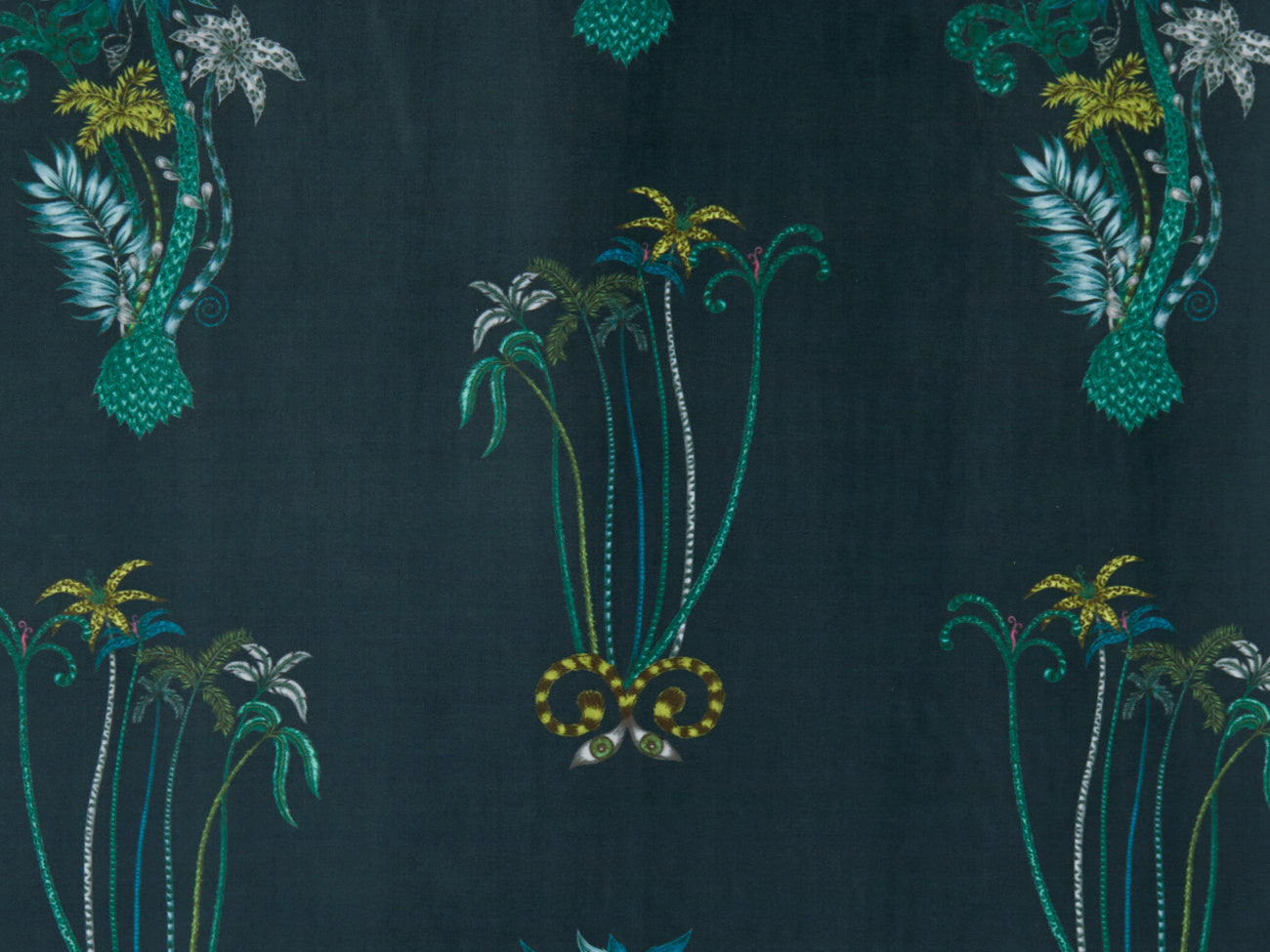 Clarke & Clarke Jungle Palms Navy Velvet