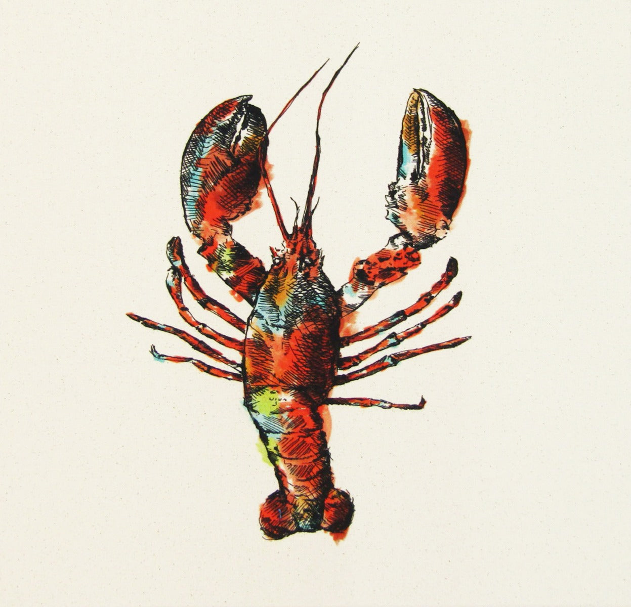 Organic Cotton Cushion Panel Sea Life Lobster