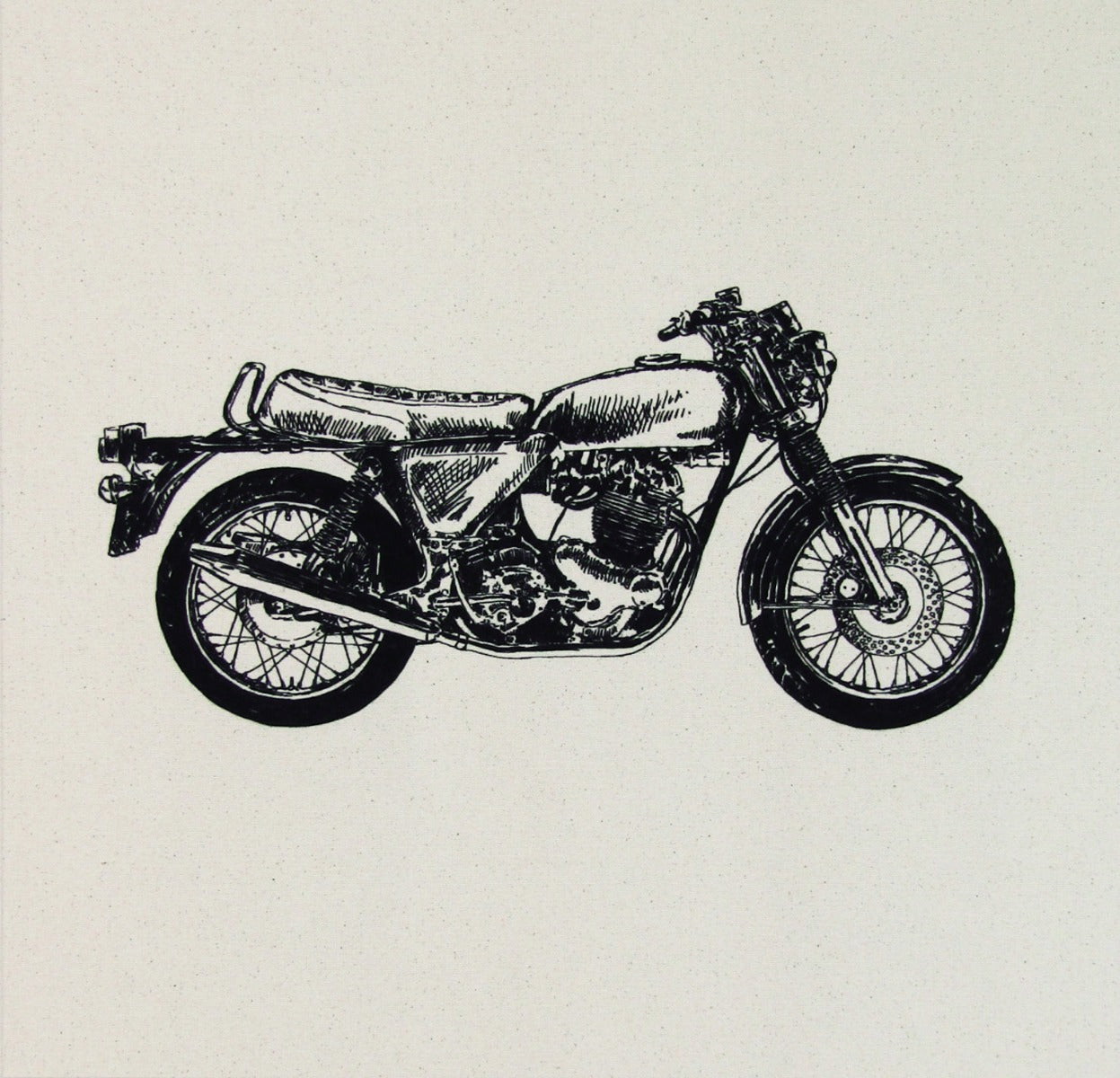 Organic Cotton Cushion Panel Vintage Vehicles Motorbike