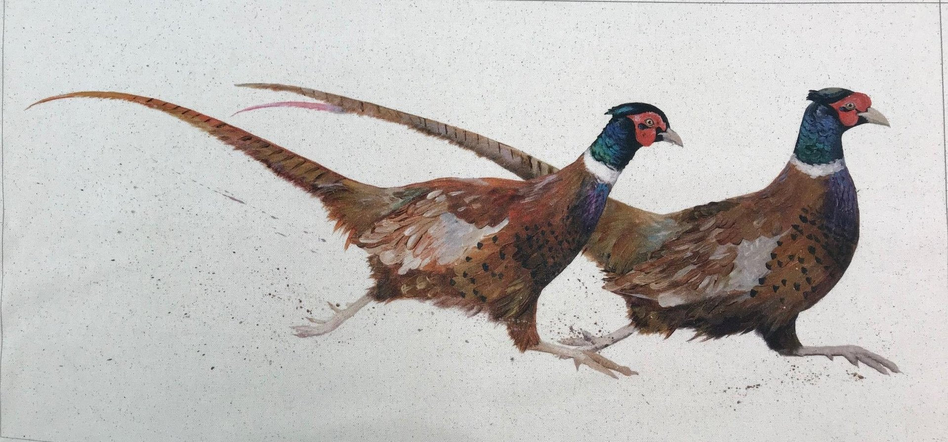 Organic Cotton Cushion Panel Oblong Pheasant Panel Farm Yard Faces