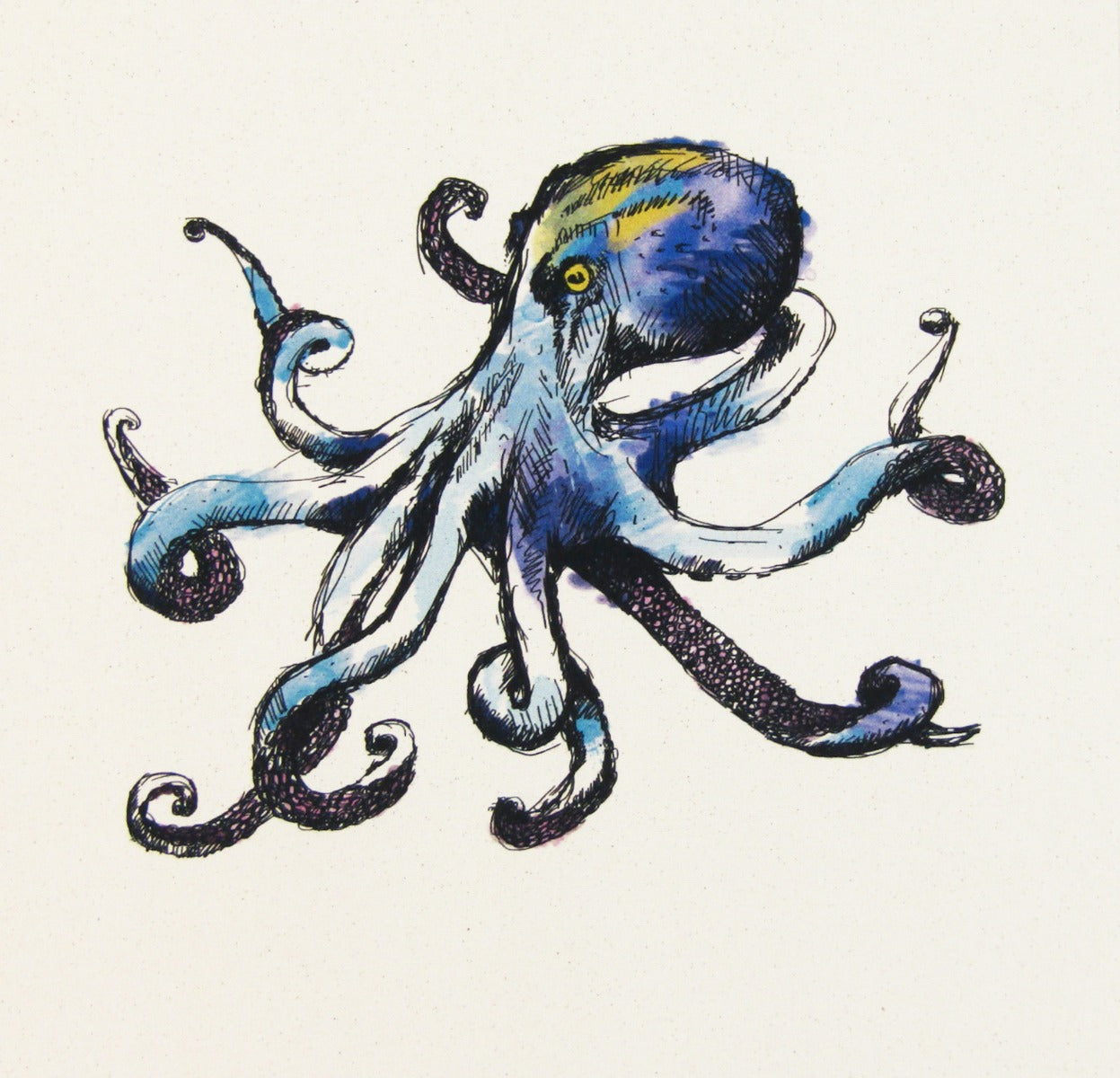 Organic Cotton Cushion Panel Sea Life Octopus