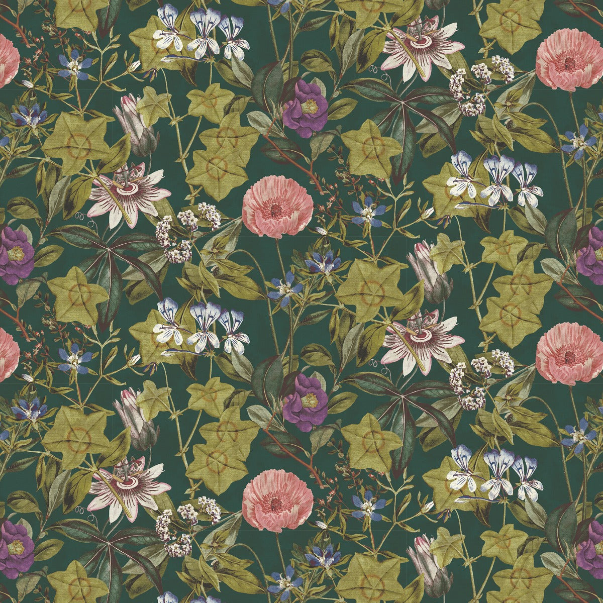Clarke & Clarke Passiflora Emerald Velvet
