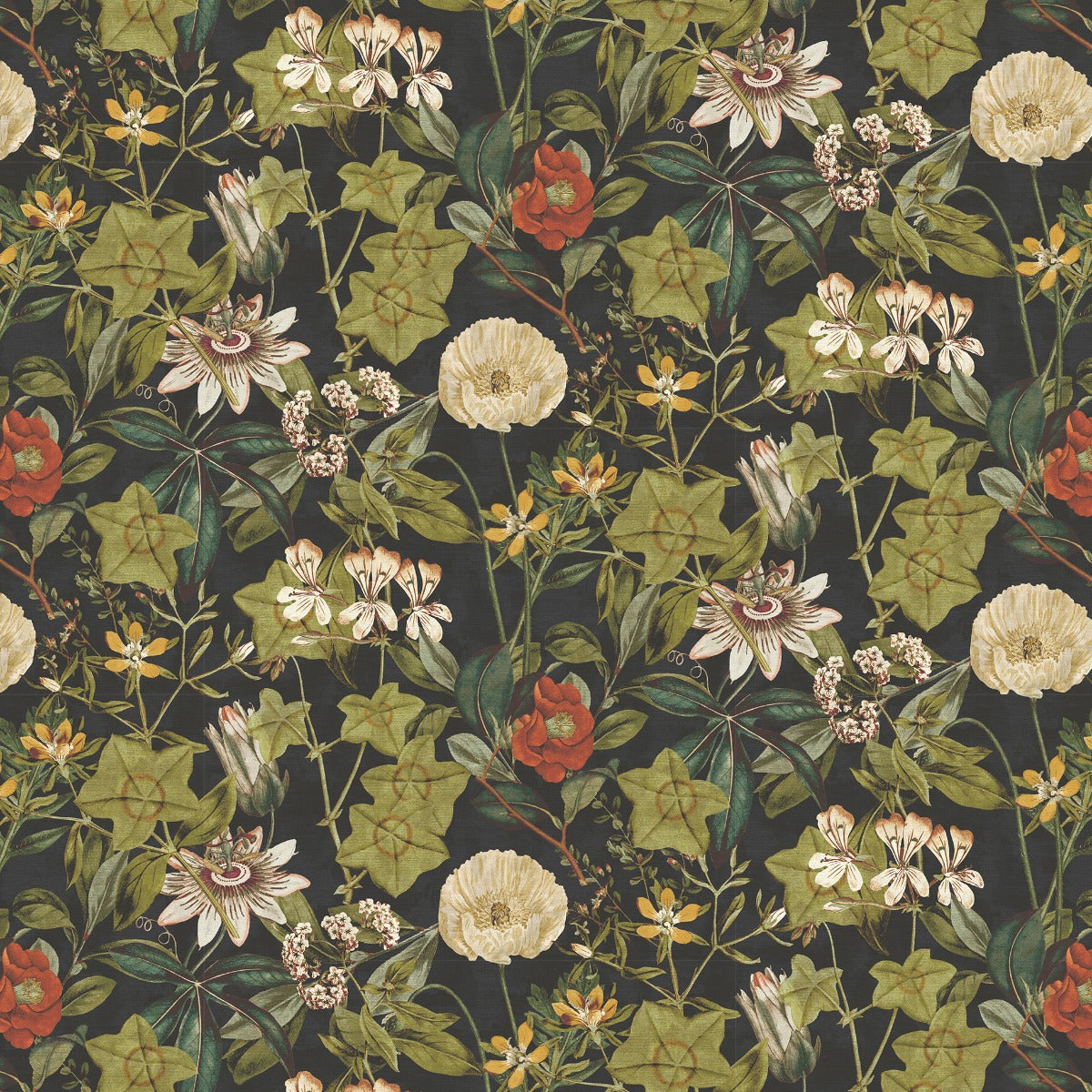 Clarke & Clarke Passiflora Noir Velvet