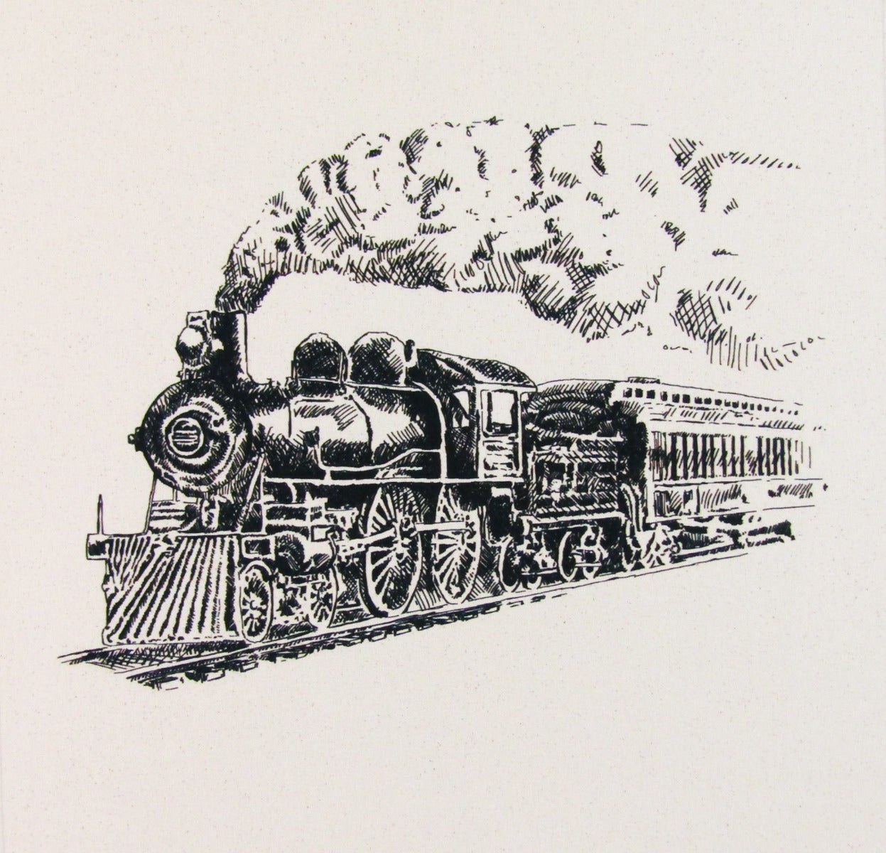 Organic Cotton Cushion Panel Vintage Vehicles Steam Train