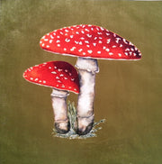 Flora and Fauna Toadstool Olive Shimmer Velvet Cushion Panel