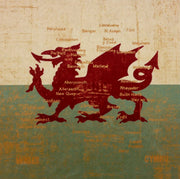 Cymru Antique Velvet Dragon Map Cushion Panel