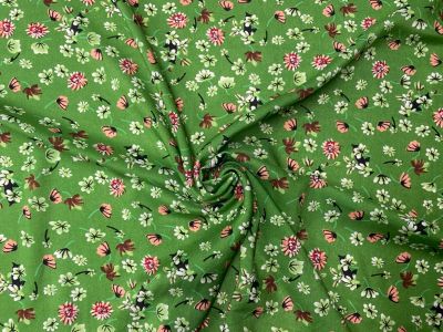 F337 Gardeners Flowers Viscose Green 