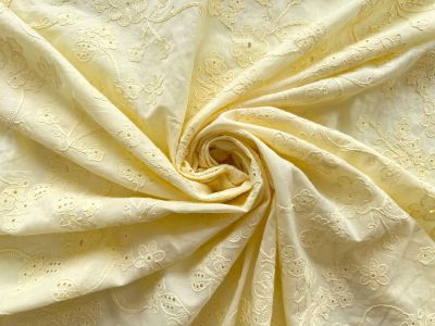 C814 Floral Embroidered Cotton Voile Cream