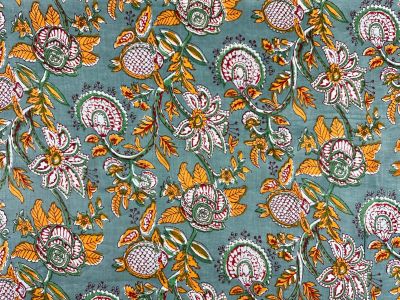 H405 Jaipur Flower Block Print Grey