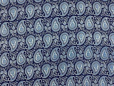 H400 Paisley Block Print Cotton Navy