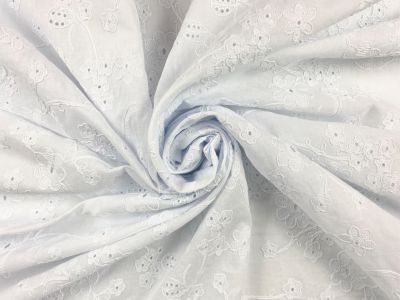 C815 Floral Embroidered Cotton Voile White
