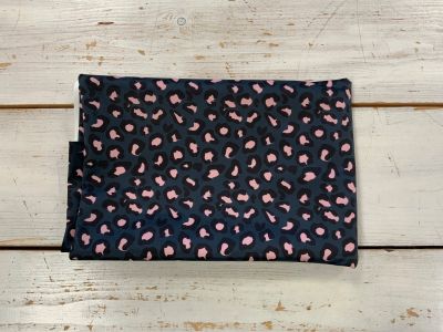 RE3816 1m Leopard print velvet navy pink (140cm wide) 